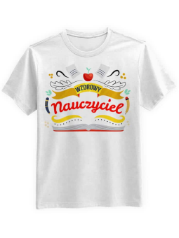 Koszulka Koszulka Męska Wzorowy nauczyciel Biała - Śmieszne T-Shirty z Nadrukami ?