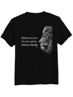 Koszulka Koszulka Męska Gdzie kończy się lęk Czarna - Śmieszne T-Shirty z Nadrukami ?