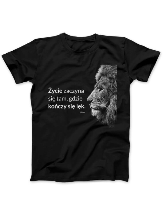 Koszulka Koszulka Damska Gdzie kończy się lęk Czarna - Śmieszne T-Shirty z Nadrukami ?