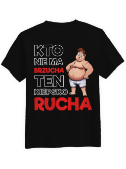 Koszulka Koszulka Męska Kto nie ma brzucha Czarna - Śmieszne T-Shirty z Nadrukami ?