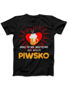 Koszulka Koszulka Damska Seks to nie wszystko, Jest jeszcze piwsko Czarna - Śmieszne T-Shirty z Nadrukami ?