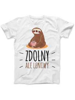 Koszulka Koszulka Męska Zdolny ale leniwy Biała - Śmieszne T-Shirty z Nadrukami ?