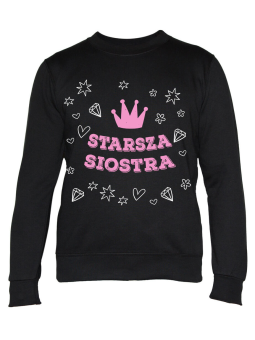 Bluza Damska Starsza Siostra Czarna - Śmieszne T-Shirty z Nadrukami ?
