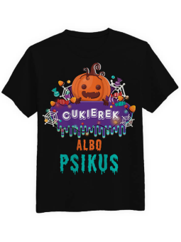 Koszulka Koszulka Męska Cukierek albo Psikus Czarna - Śmieszne T-Shirty z Nadrukami ?