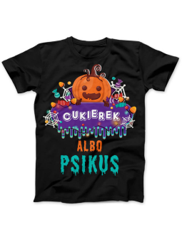 Koszulka Koszulka Damska Cukierek albo Psikus Czarna - Śmieszne T-Shirty z Nadrukami ?