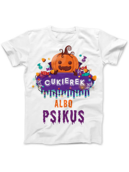 Koszulka Koszulka Damska Cukierek albo Psikus Biała - Śmieszne T-Shirty z Nadrukami ?