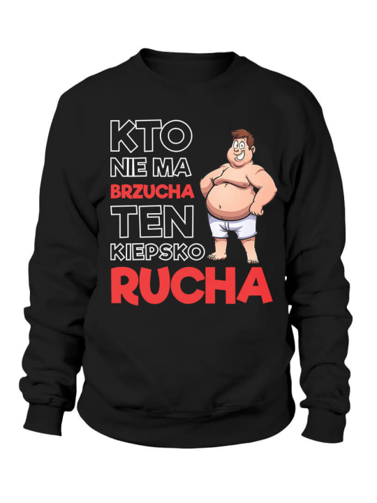Bluza Męska Kto nie ma brzucha Czarna - Śmieszne T-Shirty z Nadrukami ?