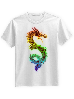 Koszulka Koszulka Męska Kolorowy Smok Biała - Śmieszne T-Shirty z Nadrukami ?