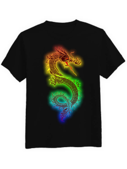 Koszulka Koszulka Męska Kolorowy Smok Czarna - Śmieszne T-Shirty z Nadrukami ?