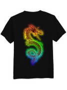 Koszulka Koszulka Męska Kolorowy Smok Czarna - Śmieszne T-Shirty z Nadrukami ?