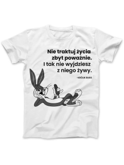 Koszulka Koszulka Damska Nie traktuj życia zbyt poważnie Biała - Śmieszne T-Shirty z Nadrukami ?