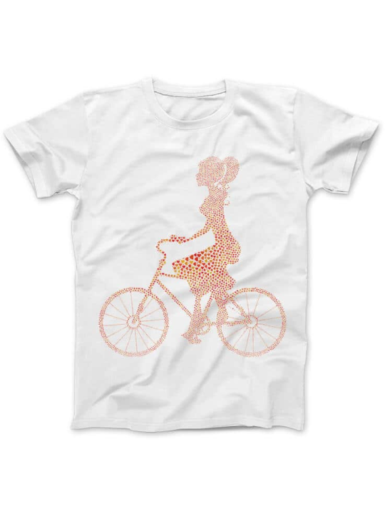 Koszulka Koszulka Damska Dziewczyna z rowerem Biała - Śmieszne T-Shirty z Nadrukami ?