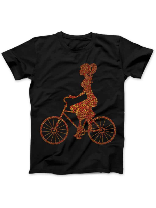 Koszulka Koszulka Damska Dziewczyna z rowerem Czarna - Śmieszne T-Shirty z Nadrukami ?