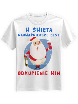 Koszulka Koszulka Męska Odkupienie Win Biała - Śmieszne T-Shirty z Nadrukami ?