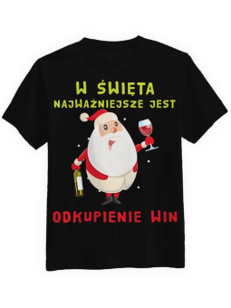 Koszulka Koszulka Męska Odkupienie Win Czarna - Śmieszne T-Shirty z Nadrukami ?