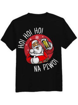 Koszulka Koszulka Męska Ho Ho Ho na Piwo! Czarna - Śmieszne T-Shirty z Nadrukami ?