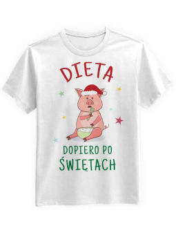 Koszulka Koszulka Męska Dieta po Świętach Biała - Śmieszne T-Shirty z Nadrukami ?
