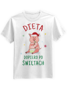 Koszulka Koszulka Męska Dieta po Świętach Biała - Śmieszne T-Shirty z Nadrukami ?