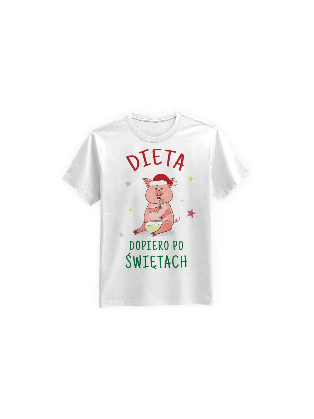 Koszulka Koszulka Męska Dieta po Świętach Biała - Śmieszne T-Shirty z Nadrukami ?