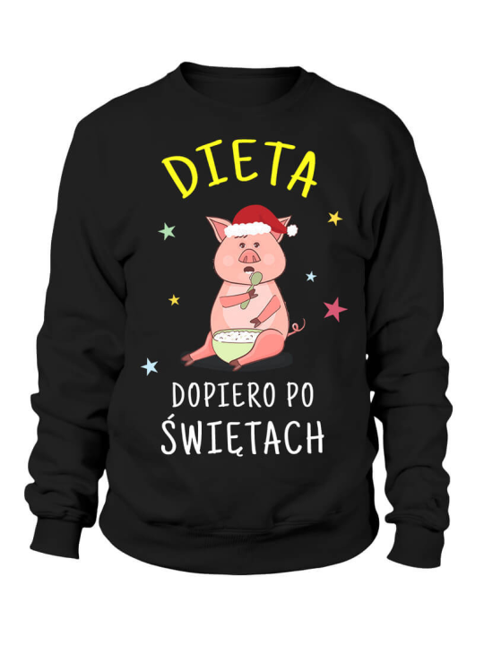 Bluza Damska Dieta dopiero po Świętach - Śmieszne T-Shirty z Nadrukami ?