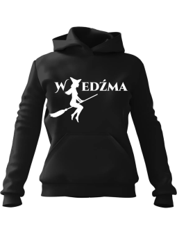 Bluza Damska z kapturem Wiedźma Czarna - Modna Odzież z Nadrukami ?