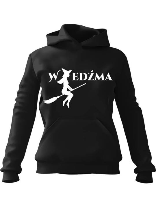 Bluza Damska z kapturem Wiedźma Czarna - Modna Odzież z Nadrukami ?