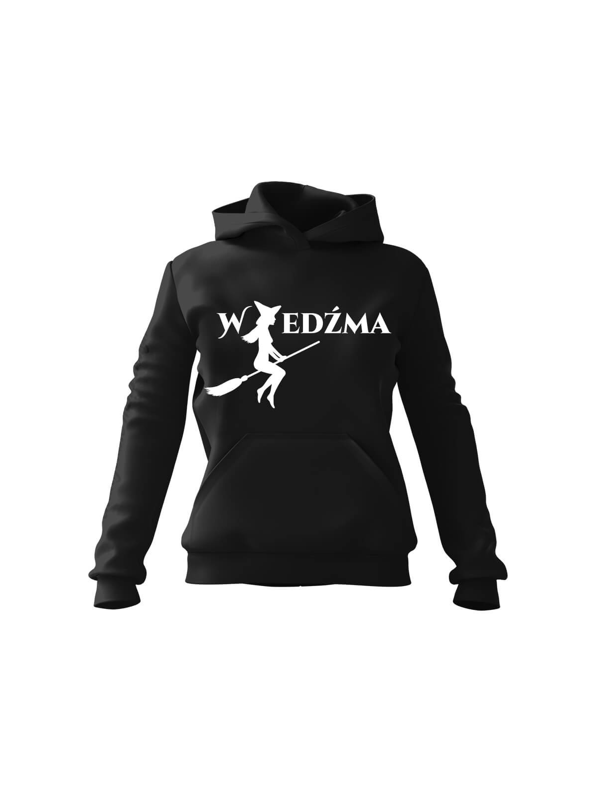 Bluza Damska z kapturem Wiedźma Czarna - Modna Odzież z Nadrukami ?
