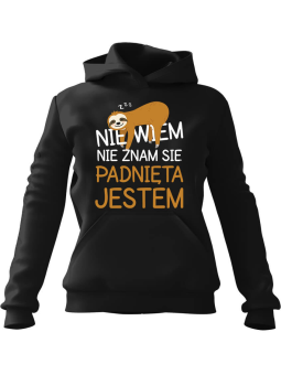 Bluza Damska z kapturem Padnięta Jestem Czarna - Modna Odzież z Nadrukami ?