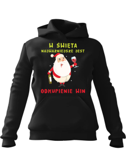 Bluza Damska z kapturem Odkupienie Win Czarna - Modna Odzież z Nadrukami ?