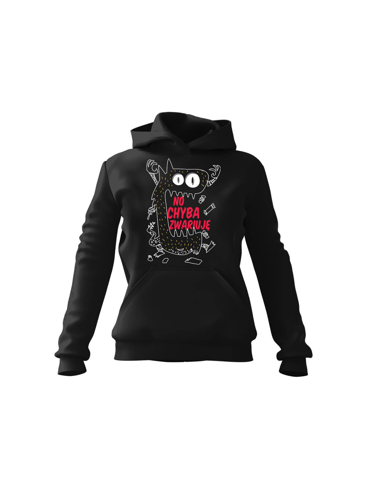 Bluza Damska z kapturem No Chyba Zwariuję Czarna - Modna Odzież z Nadrukami ?