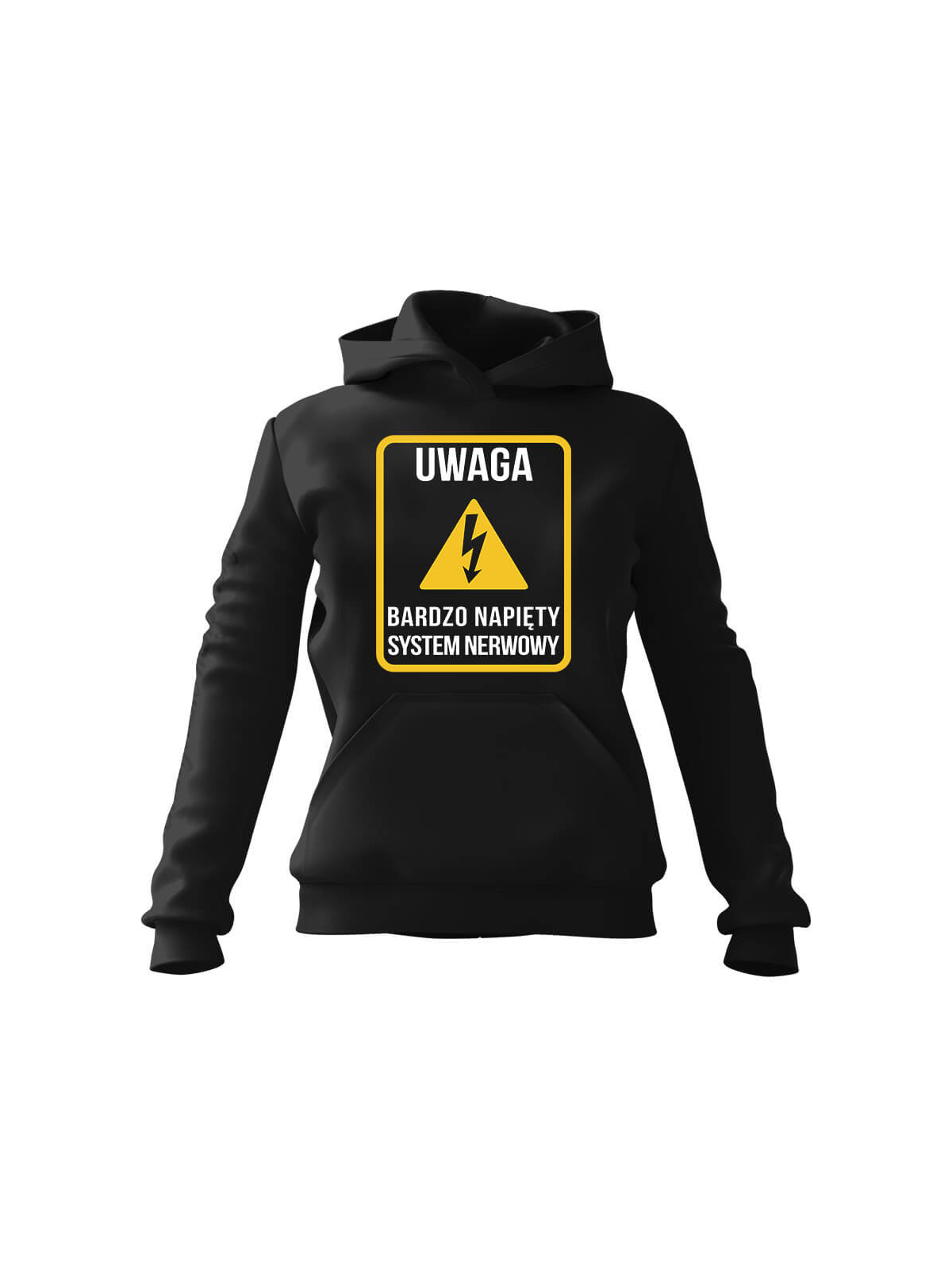 Bluza Damska z kapturem Napięty System Nerwowy Czarna - Modna Odzież z Nadrukami ?