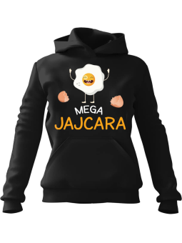 Bluza Damska z kapturem Mega Jajcara Czarna - Modna Odzież z Nadrukami ?