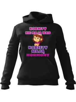 Bluza Damska z kapturem Kobiety nie mają wad Czarna - Modna Odzież z Nadrukami ?