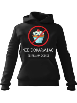 Bluza Damska z kapturem Jestem na Diecie Czarna - Modna Odzież z Nadrukami ?