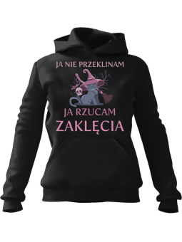 Bluza Damska z kapturem Ja nie przeklinam Czarna - Modna Odzież z Nadrukami ?