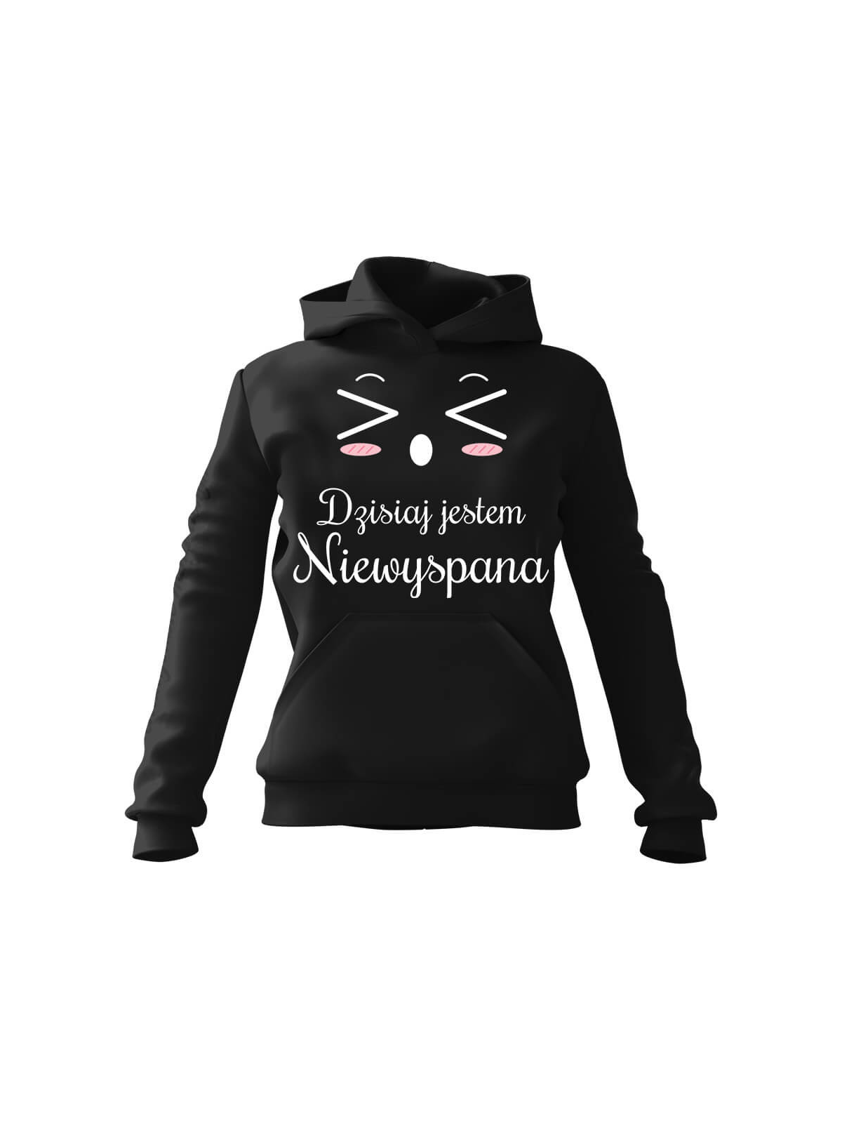 Bluza Damska z kapturem Dzisiaj Jestem Niewyspana Czarna - Modna Odzież z Nadrukami ? Bluza Damska z kapturem Dzisiaj Jestem Niewyspana Czarna - Modna Odzież z Nadrukami ?