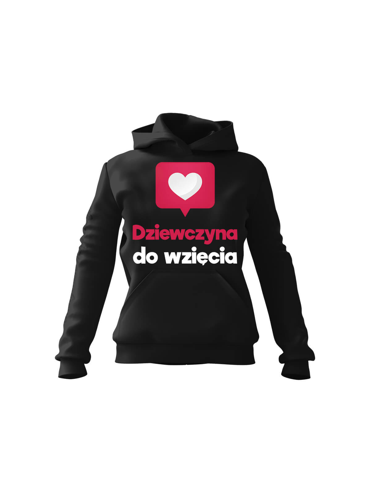 Bluza Damska z kapturem Dziewczyna do Wzięcia Czarna - Modna Odzież z Nadrukami ?