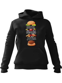 Bluza Damska z kapturem Dieta Dopiero Od Jutra Czarna - Modna Odzież z Nadrukami ?