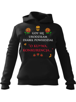 Bluza Damska z kapturem Diabeł powiedział Czarna - Modna Odzież z Nadrukami ?