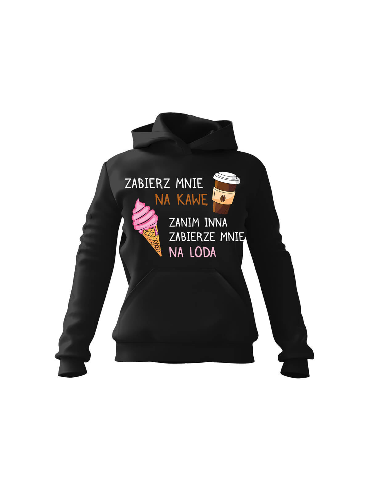 Bluza Męska z kapturem Zabierz mnie na kawę Czarna - Śmieszne T-Shirty z Nadrukami ? Bluza Męska z kapturem Zabierz mnie na kawę Czarna - Śmieszne T-Shirty z Nadrukami ?