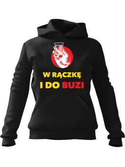 Bluza Męska z kapturem W rączkę i do buzi Czarna - Śmieszne T-Shirty z Nadrukami ?