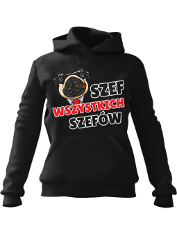 Bluza Męska z kapturem Szef wszystkich szefów Czarna - Śmieszne T-Shirty z Nadrukami ?