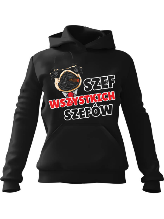 Bluza Męska z kapturem Szef wszystkich szefów Czarna - Śmieszne T-Shirty z Nadrukami ?