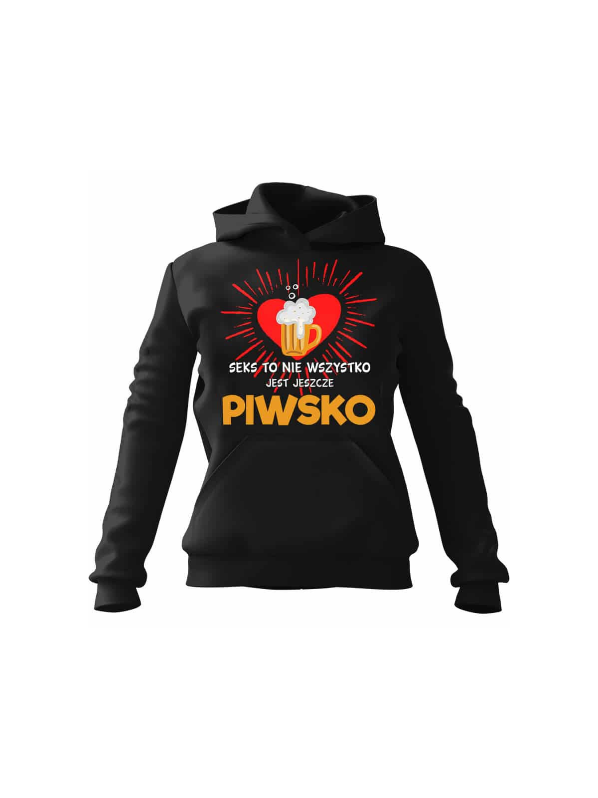 Bluza Męska z kapturem Seks to nie wszystko, Jest jeszcze piwsko Czarna - Śmieszne T-Shirty z Nadrukami ?