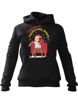 Bluza Męska z kapturem Preferuje tradycyjne święta Czarna - Śmieszne T-Shirty z Nadrukami ?