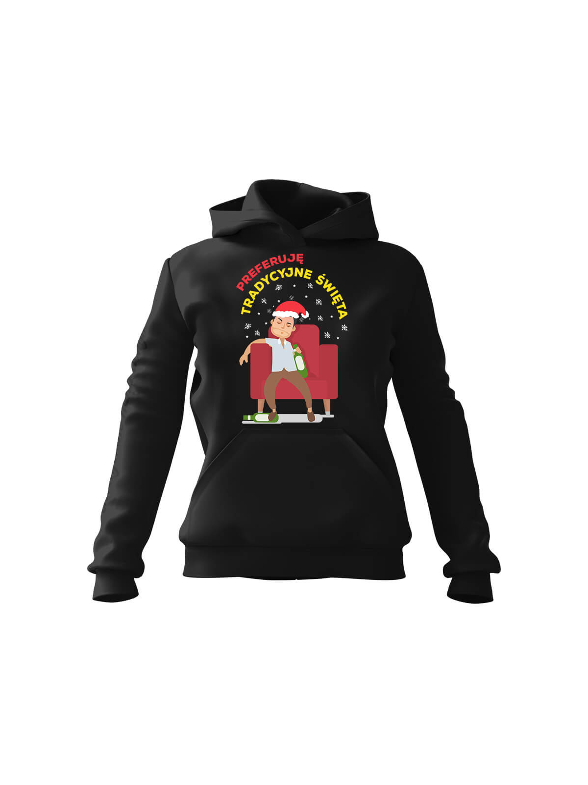 Bluza Męska z kapturem Preferuje tradycyjne święta Czarna - Śmieszne T-Shirty z Nadrukami ?