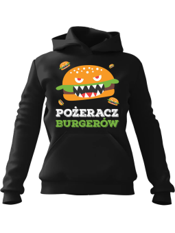 Bluza Męska z kapturem Pożeracz Burgerów Czarna - Śmieszne T-Shirty z Nadrukami ?
