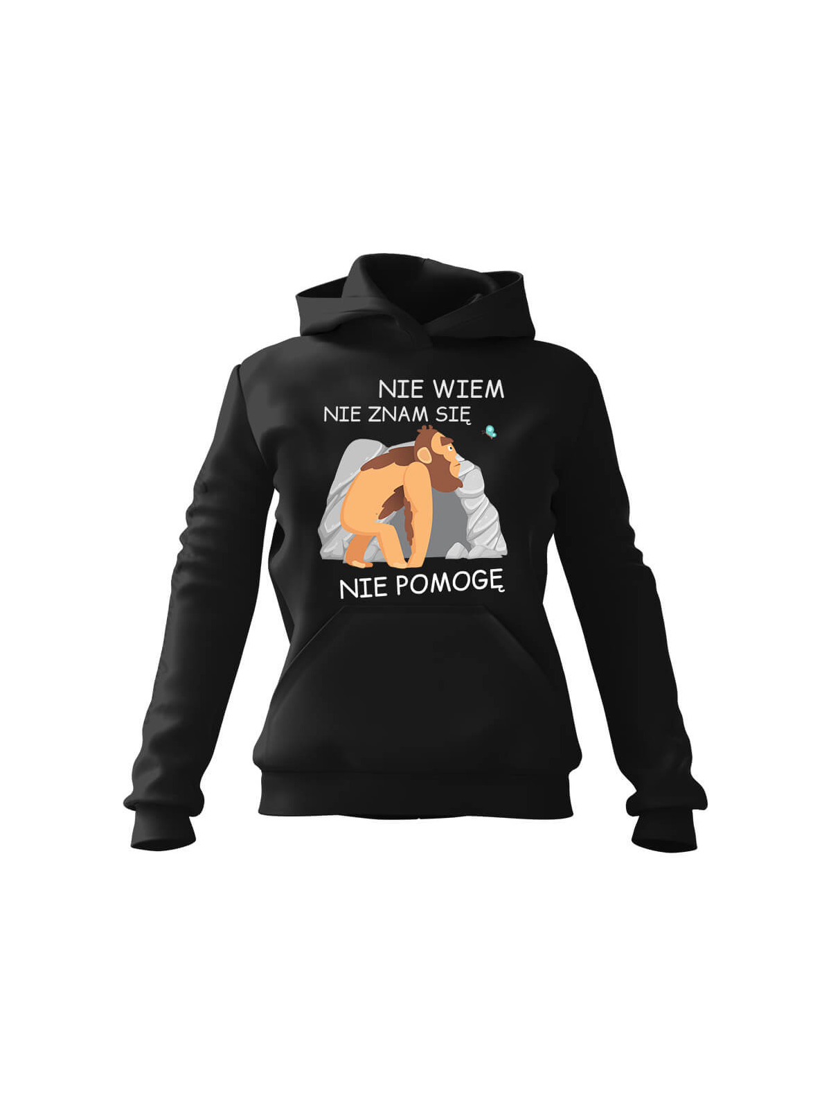 Bluza Męska z kapturem Nie Wiem, Nie Znam Się, Nie Pomogę Czarna - Śmieszne T-Shirty z Nadrukami ? Bluza Męska z kapturem Nie Wiem, Nie Znam Się, Nie Pomogę Czarna - Śmieszne T-Shirty z Nadrukami ?