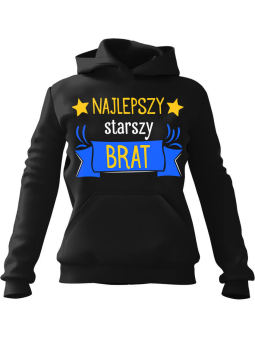 Bluza Męska z kapturem Najlepszy starszy brat Czarna - Śmieszne T-Shirty z Nadrukami ?