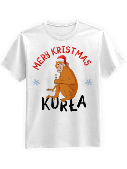 Koszulka Koszulka Męska Mery Kristmas Biała - Śmieszne T-Shirty z Nadrukami ?